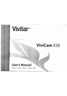 Vivitar ViviCam X 30 manual. Camera Instructions.